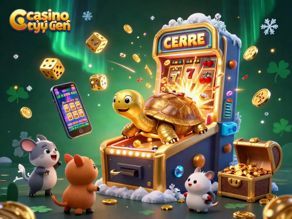 Khám phá casino trực tuyến với rùa vàng khổng lồ và slot machine chiến thắng.