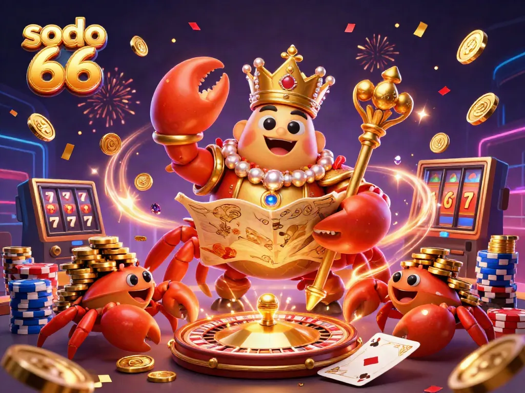 Experience thrilling games at sodo 66, featuring vibrant golden treasures, cards, and casino elements.