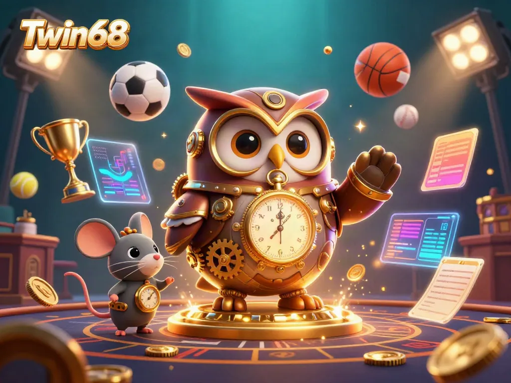 Experience winning strategies at Twin68 as an owl and mouse embark on a steampunk casino adventure.