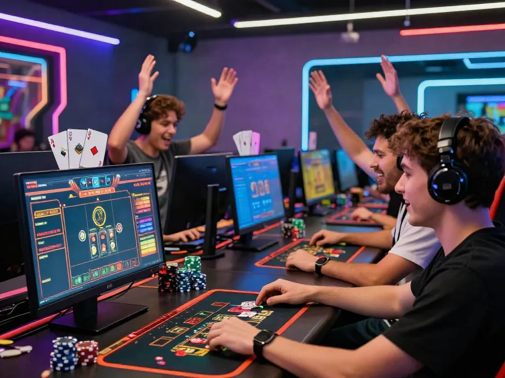Exciting online gaming environment showcasing players enjoying sv88 casino games with modern decor and technology.