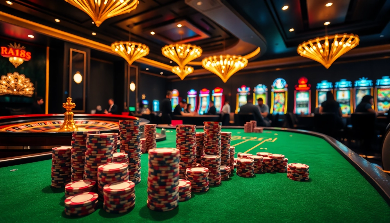 Experience the thrill of gambling with RR88 in a luxurious casino setting.