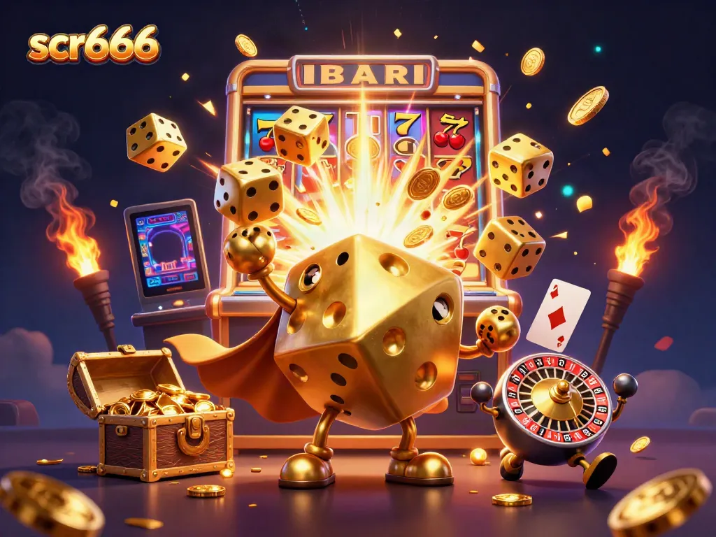 engage with the excitement of scr666's vibrant casino environment featuring golden dice and jackpots