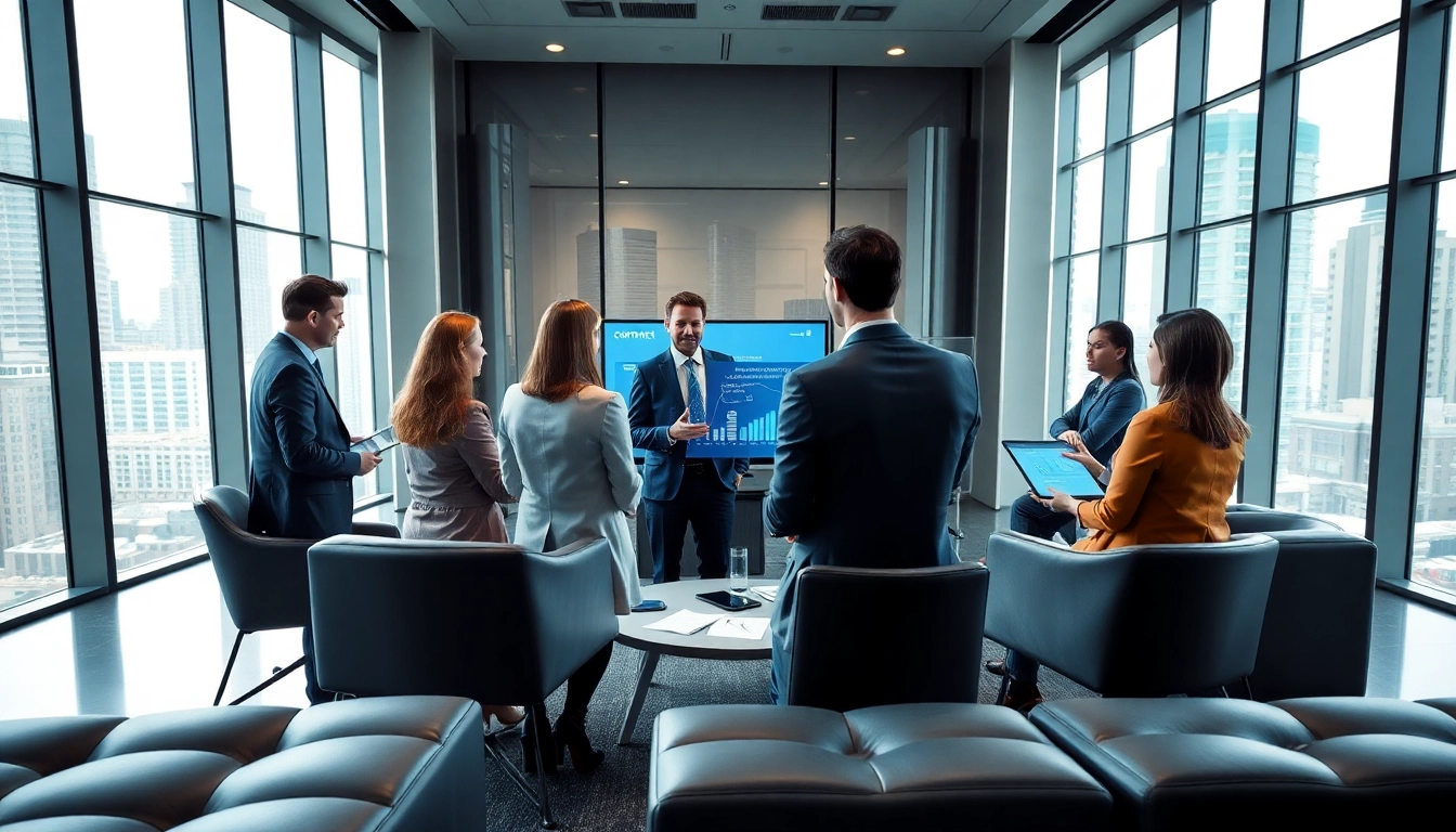 Professionals analyzing Federal and State contracts in a modern office environment.