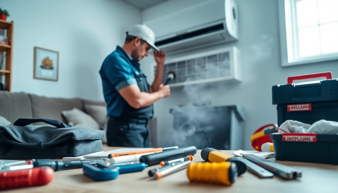 Expert AC Repair Tampa technician servicing an air conditioning unit in a clean, bright setting.