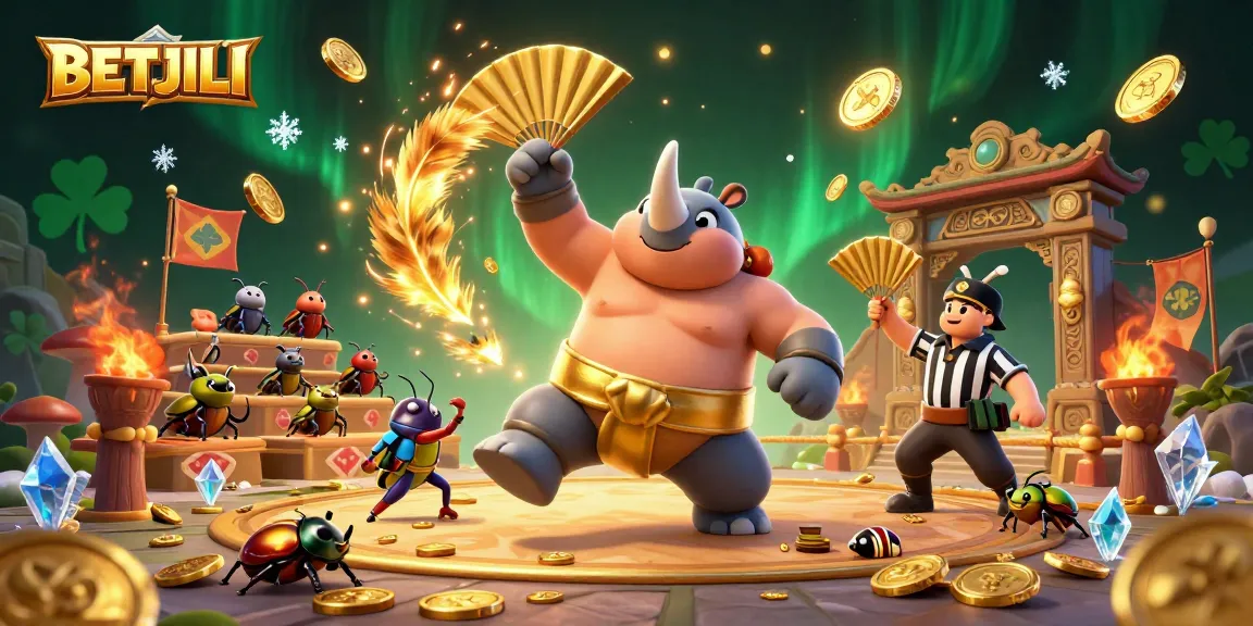 Engage with BETJILI's thrilling sumo showdown as coins fly high in a vibrant casino scene.