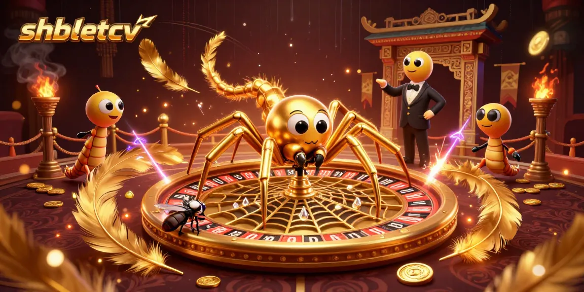 Spin chances at shbetcv with a casino-themed illustration featuring a spider casino web and animated characters.