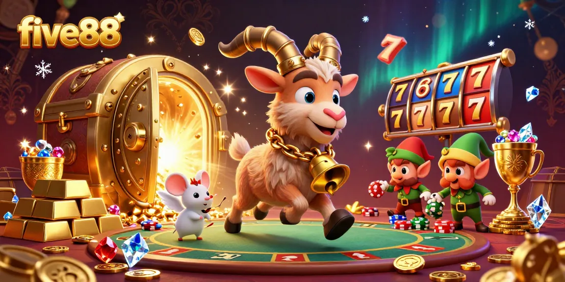 Experience the thrill at five88 casino with Krampus, an angel mouse, and mischievous gremlins stealing poker chips.