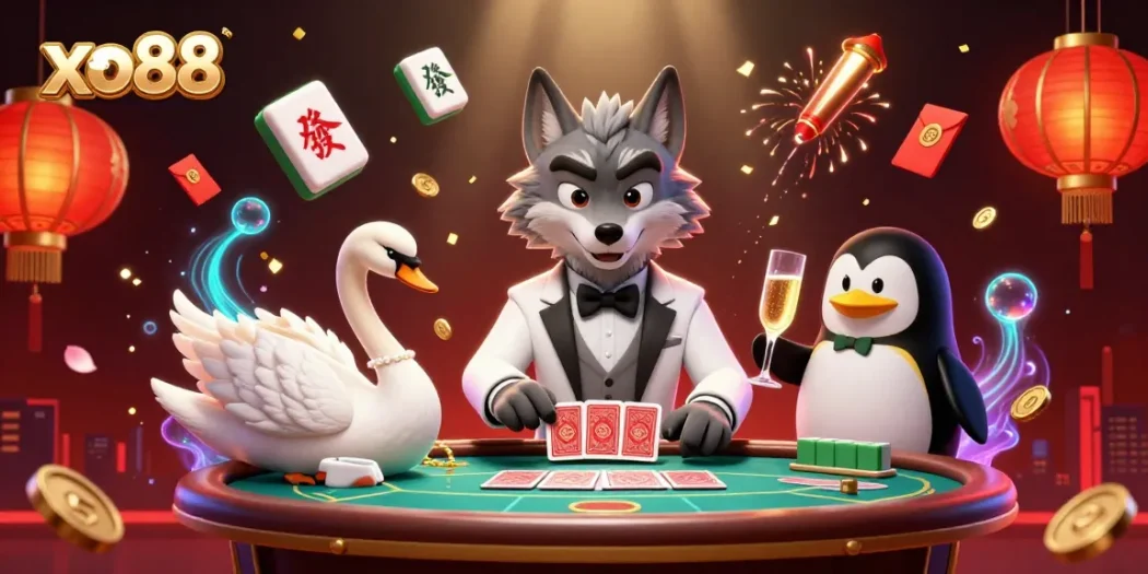 Play baccarat with xo88's vibrant characters, enjoying elegance and excitement at the casino.