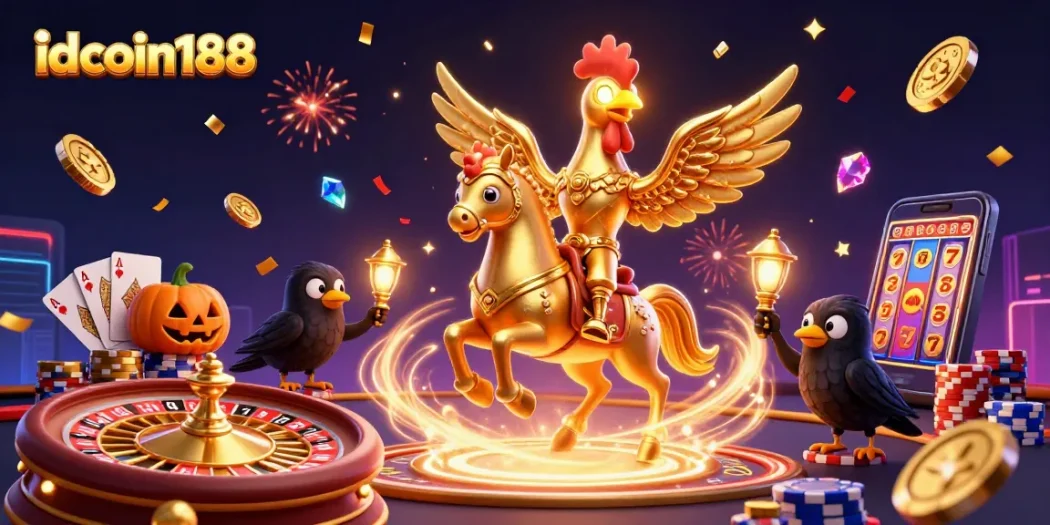 Experience top-tier gaming thrills at idcoin188 with an engaging casino scene featuring unique characters.