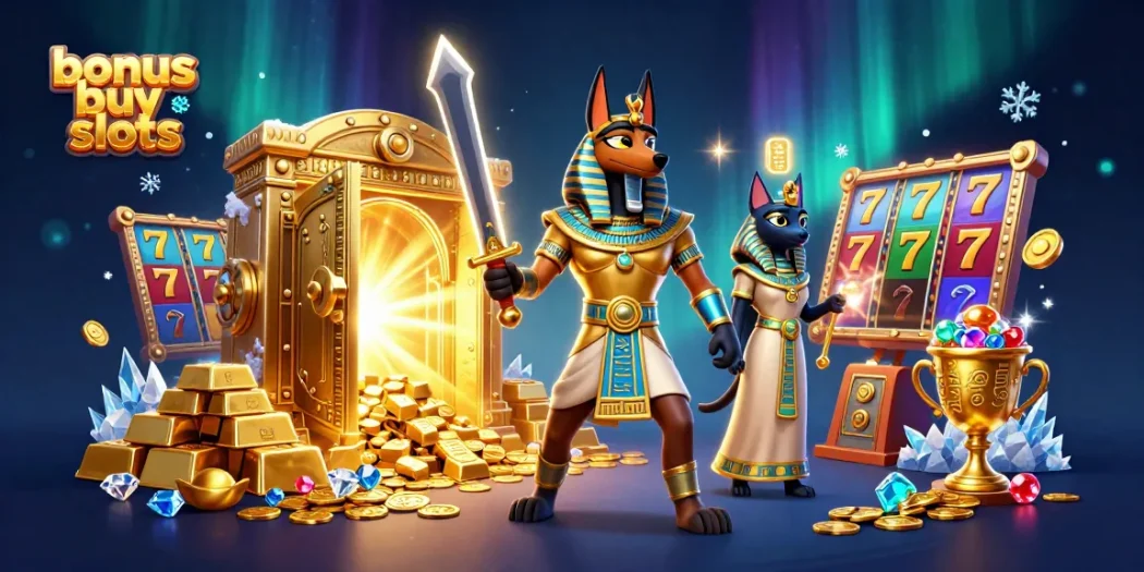 Engage with bonus buy slots and experience thrilling gameplay in a vibrant casino scene.