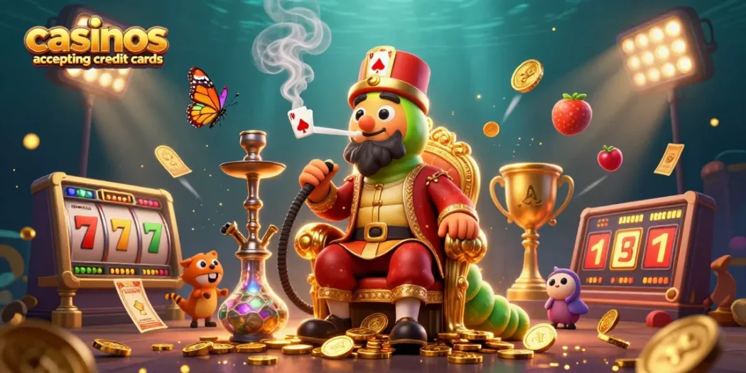 Experience the excitement of casinos accepting credit cards with a vibrant 3D casino scene filled with game elements.